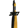 Black/Bright Gold Graduation Tassel with Black Bling Charm by Wholesale Grad Supply