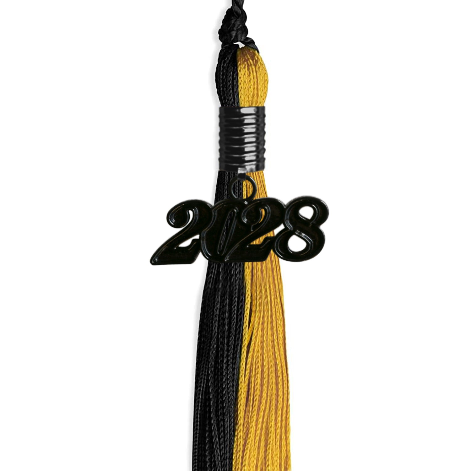 Black/Bright Gold Graduation Tassel with Black Bling Charm by Wholesale Grad Supply