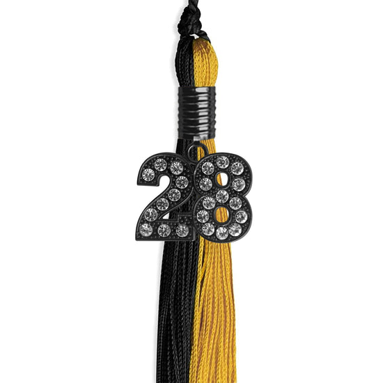 Black/Bright Gold Graduation Tassel with Black Bling Charm by Wholesale Grad Supply