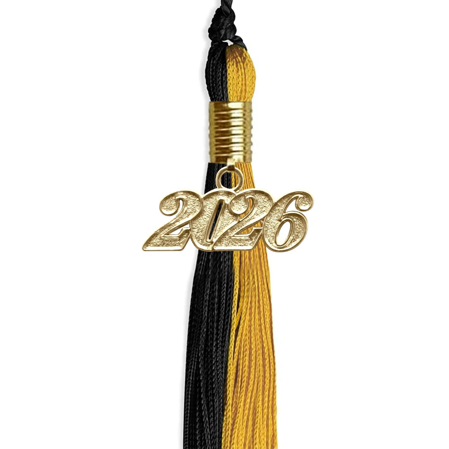 Black/Bright Gold Graduation Tassel with Gold Bling Charm by Wholesale Grad Supply