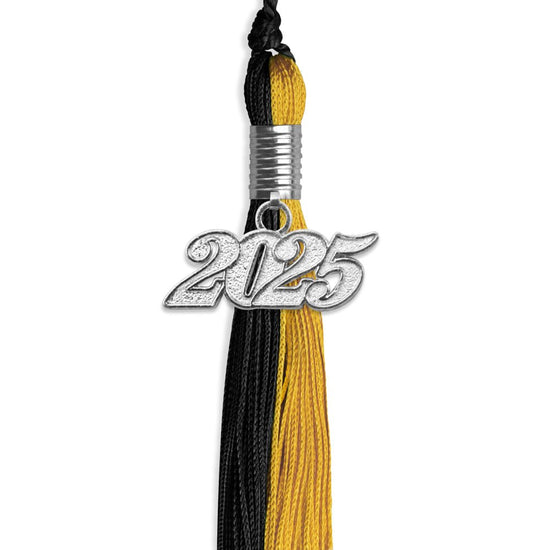 Black/Bright Gold Graduation Tassel with Silver Bling Charm by Wholesale Grad Supply