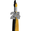 Black/Bright Gold Graduation Tassel with Silver Bling Charm by Wholesale Grad Supply