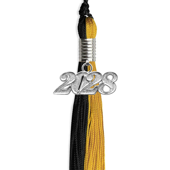Black/Bright Gold Graduation Tassel with Silver Bling Charm by Wholesale Grad Supply