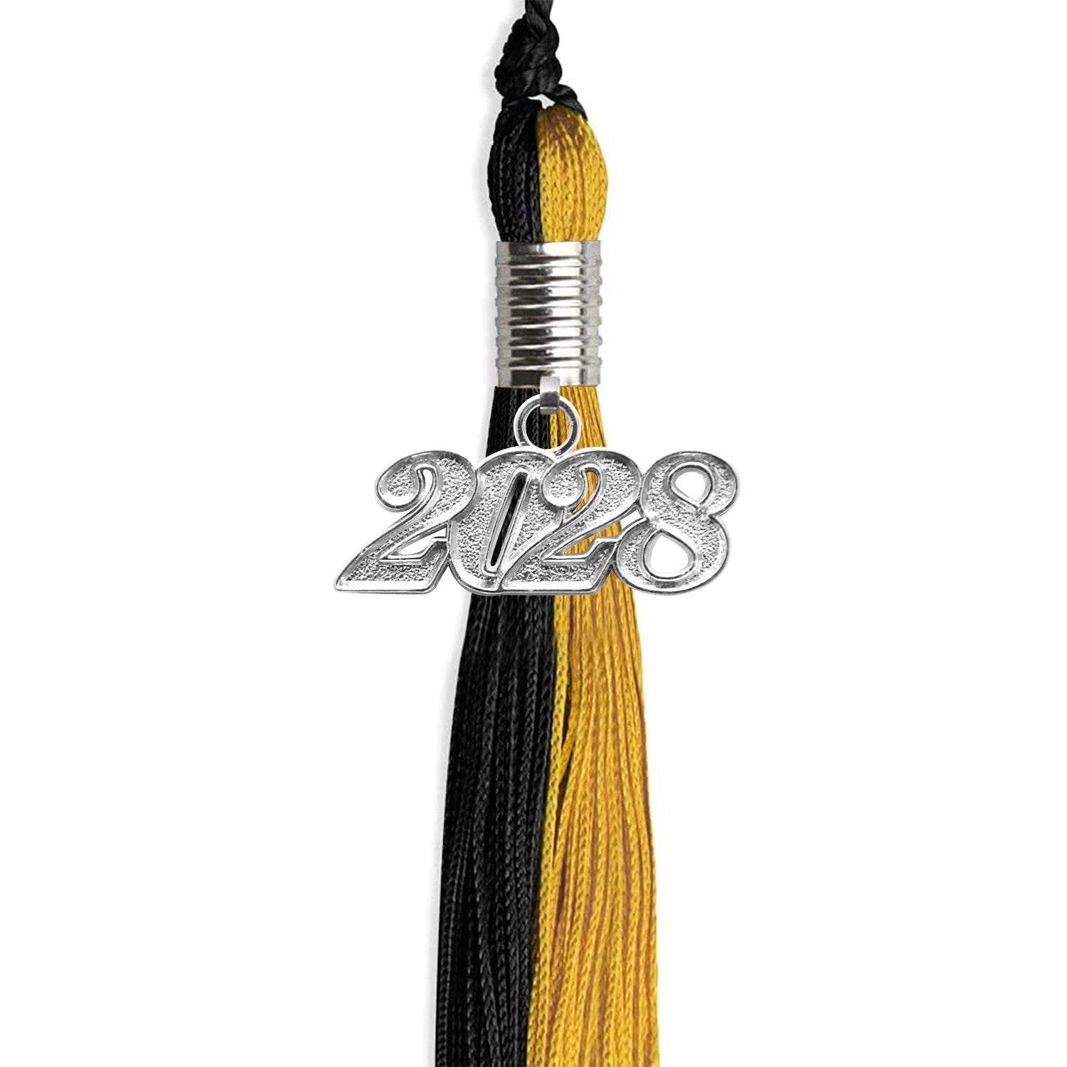 Black/Bright Gold Graduation Tassel with Silver Bling Charm by Wholesale Grad Supply