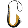 Black/Bright Gold Graduation Tassel with Silver Stacked Date Drop by Wholesale Grad Supply