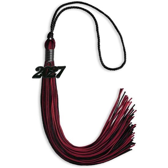 Black/Cardinal Mixed Color Graduation Tassel with Black Bling Charm by Wholesale Grad Supply