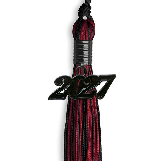Black/Cardinal Mixed Color Graduation Tassel with Black Bling Charm by Wholesale Grad Supply