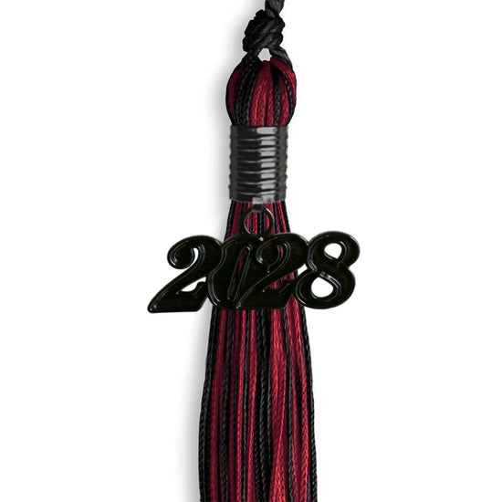 Black/Cardinal Mixed Color Graduation Tassel with Black Bling Charm by Wholesale Grad Supply