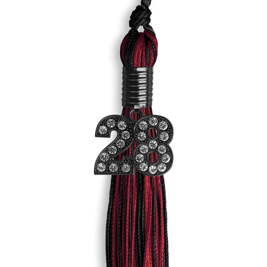 Black/Cardinal Mixed Color Graduation Tassel with Black Bling Charm by Wholesale Grad Supply