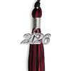 Black/Cardinal Mixed Color Graduation Tassel with Silver Bling Charm by Wholesale Grad Supply