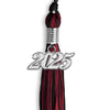Black/Cardinal Mixed Color Graduation Tassel with Silver Bling Charm by Wholesale Grad Supply