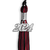 Black/Cardinal Mixed Color Graduation Tassel with Silver Bling Charm by Wholesale Grad Supply