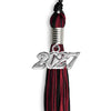 Black/Cardinal Mixed Color Graduation Tassel with Silver Bling Charm by Wholesale Grad Supply