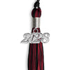 Black/Cardinal Mixed Color Graduation Tassel with Silver Bling Charm by Wholesale Grad Supply