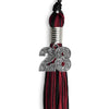 Black/Cardinal Mixed Color Graduation Tassel with Silver Bling Charm by Wholesale Grad Supply