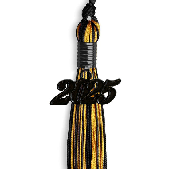 Black/Gold Mixed Color Graduation Tassel with Black Bling Charm by Wholesale Grad Supply