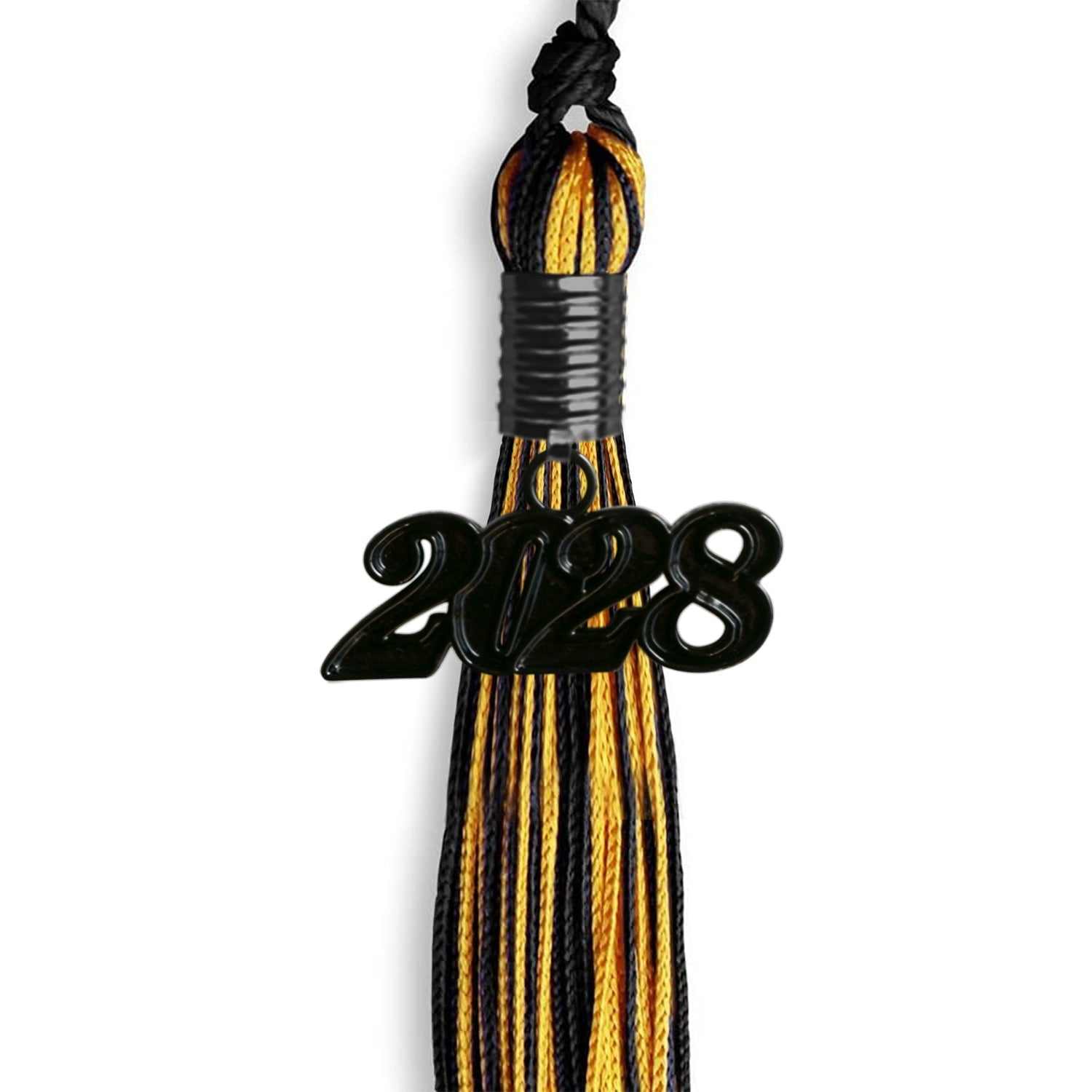Black/Gold Mixed Color Graduation Tassel with Black Bling Charm by Wholesale Grad Supply
