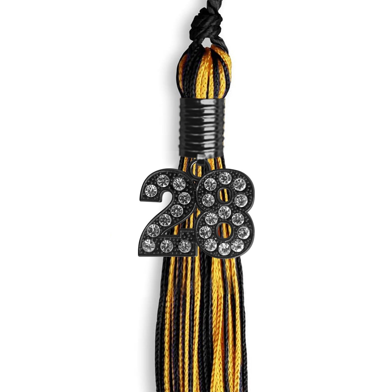 Black/Gold Mixed Color Graduation Tassel with Black Bling Charm by Wholesale Grad Supply