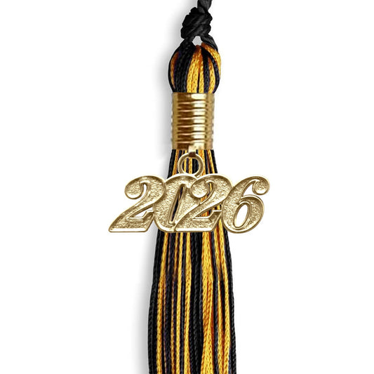 Black/Gold Mixed Color Graduation Tassel with Gold Bling Charm by Wholesale Grad Supply