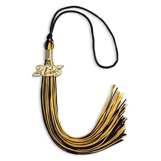Black/Gold Mixed Color Graduation Tassel with Gold Bling Charm by Wholesale Grad Supply