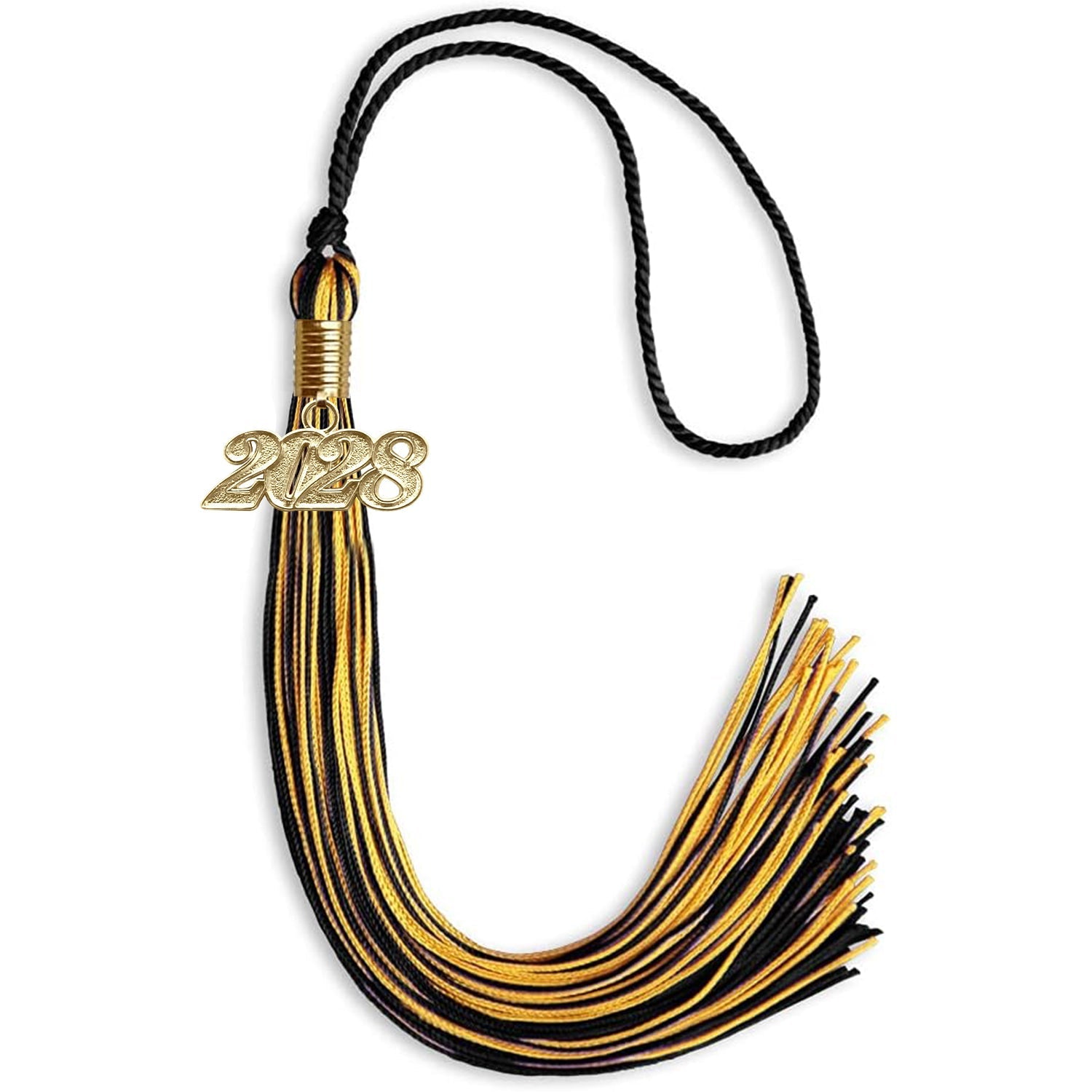 Black/Gold Mixed Color Graduation Tassel with Gold Bling Charm by Wholesale Grad Supply