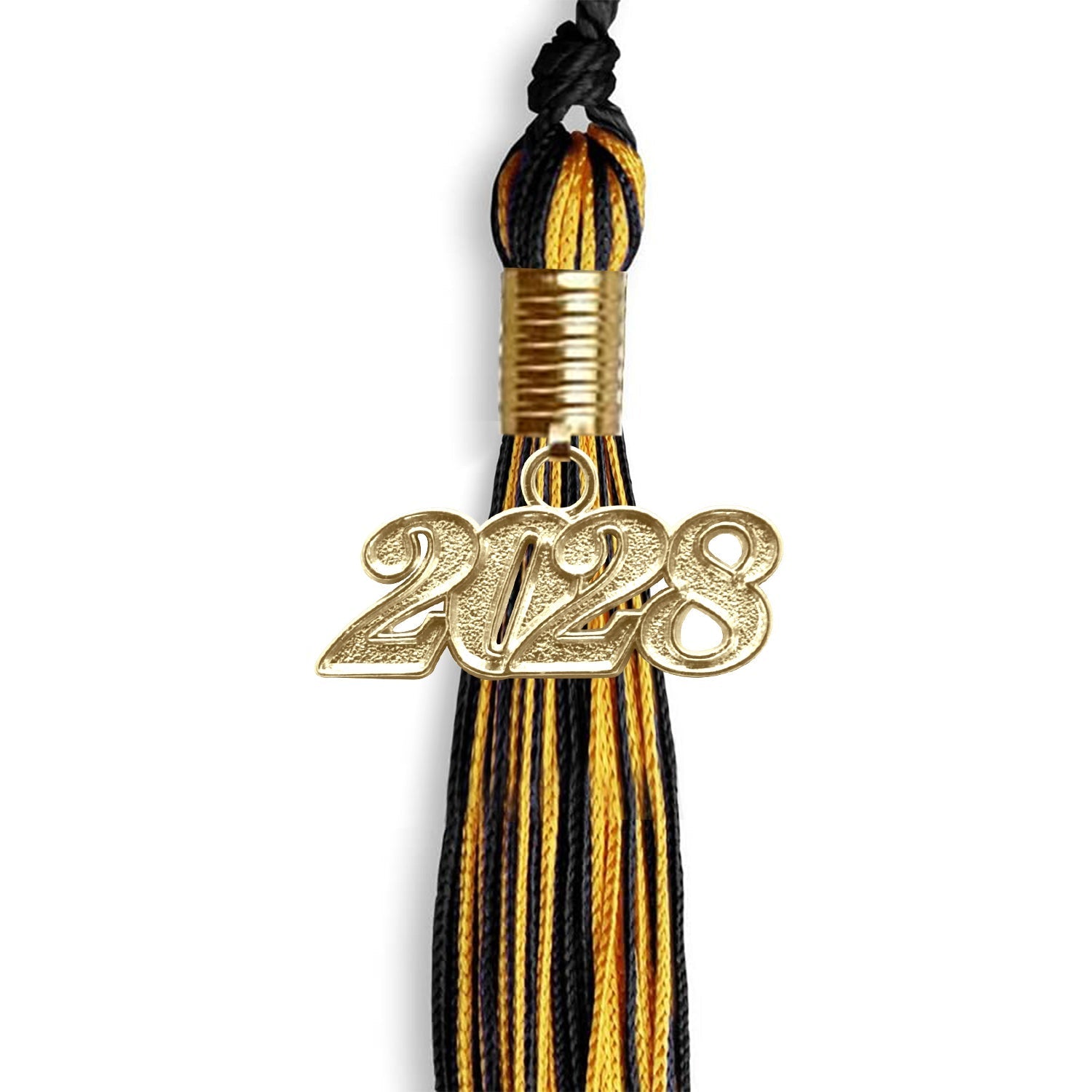 Black/Gold Mixed Color Graduation Tassel with Gold Bling Charm by Wholesale Grad Supply