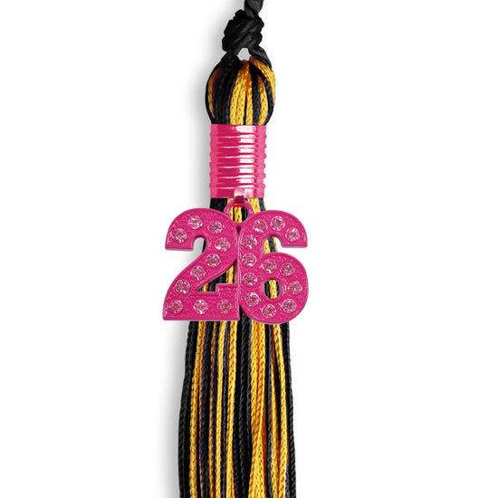 Black/Gold Mixed Color Graduation Tassel with Pink Bling Charm by Wholesale Grad Supply