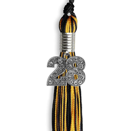 Black/Gold Mixed Color Graduation Tassel with Silver Bling Charm by Wholesale Grad Supply