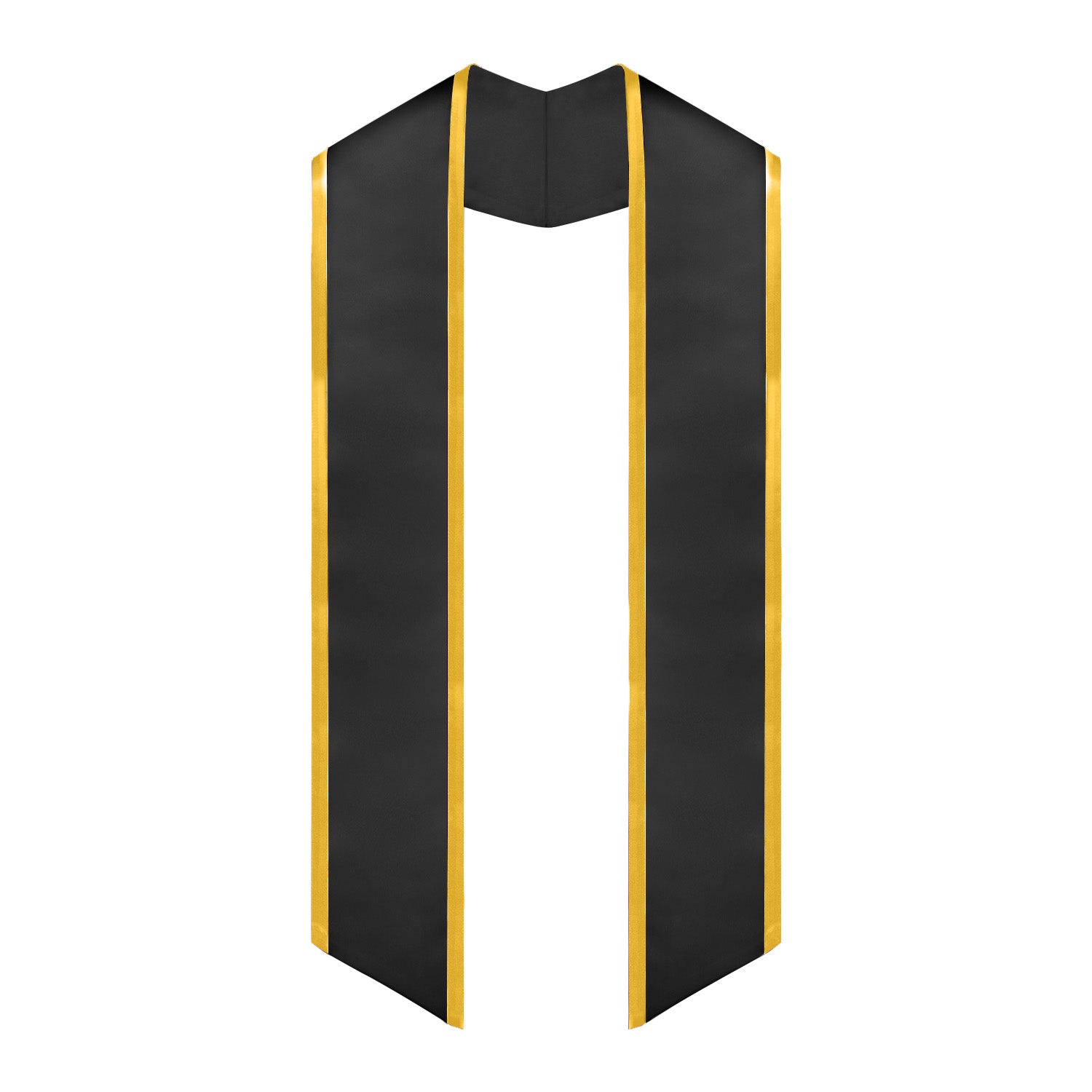 Black/Gold Plain Graduation Stole with Trim Color & Angled End by Wholesale Grad Supply