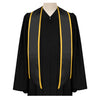 Black/Gold Plain Graduation Stole with Trim Color & Angled End by Wholesale Grad Supply