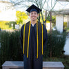 Black/Gold Plain Graduation Stole with Trim Color & Angled End by Wholesale Grad Supply