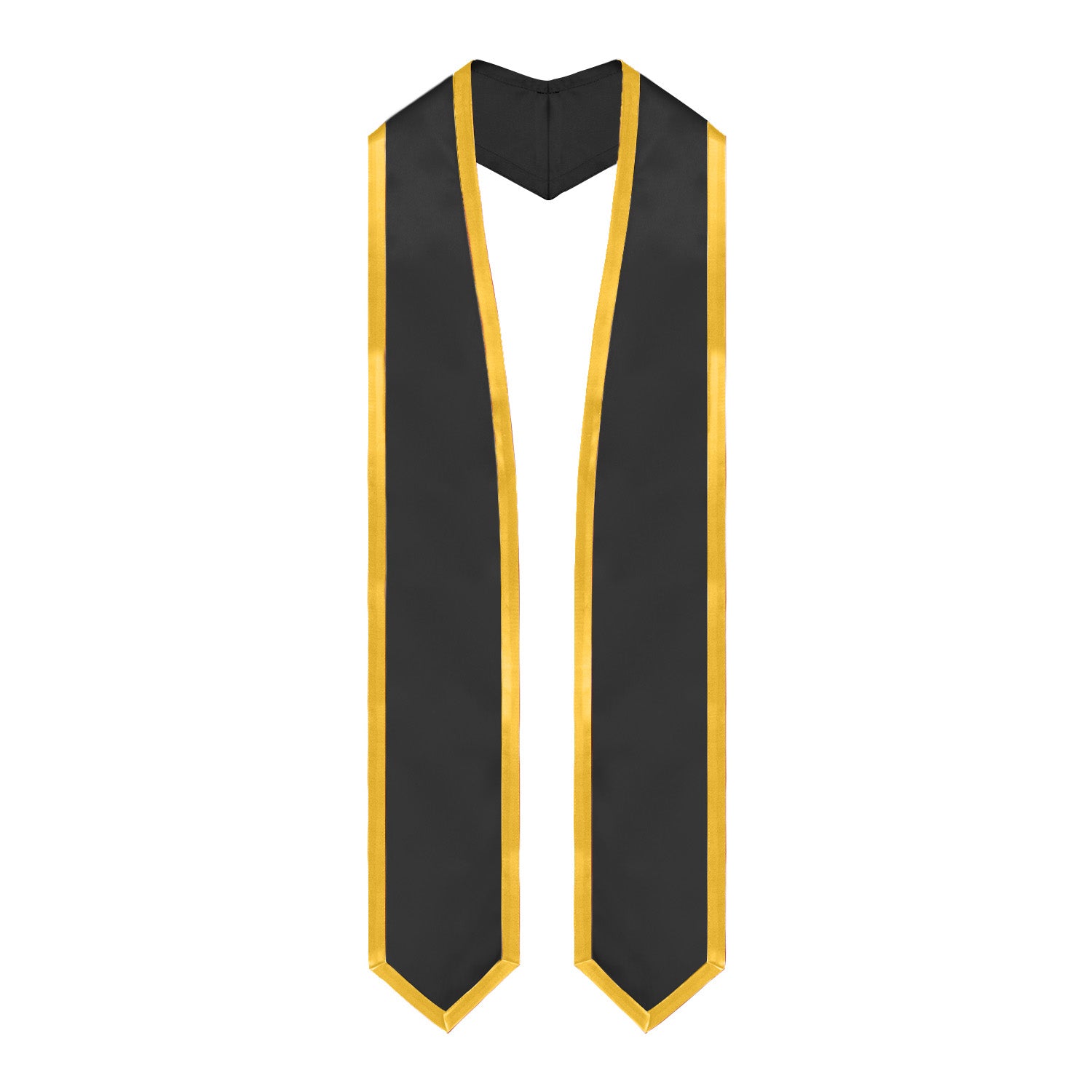 Black/Gold Plain Graduation Stole with Trim Color & Classic End by Wholesale Grad Supply