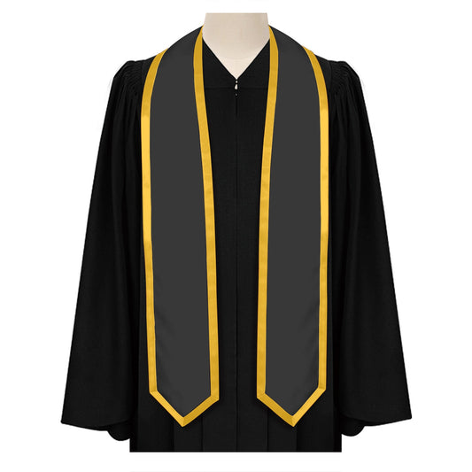 Black/Gold Plain Graduation Stole with Trim Color & Classic End by Wholesale Grad Supply