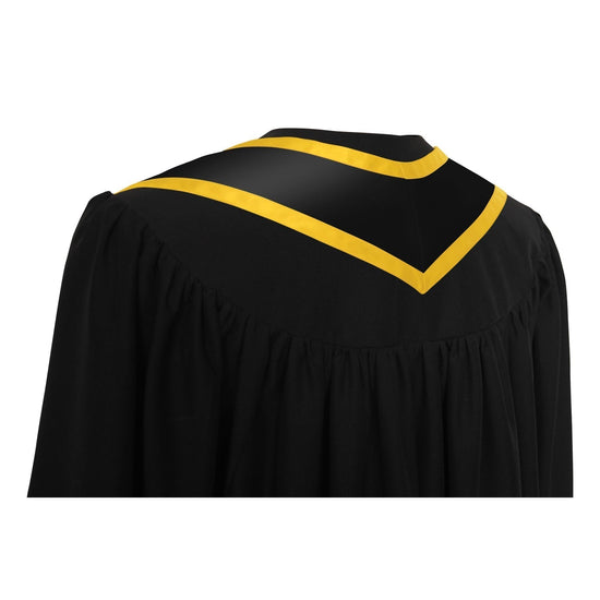 Black/Gold Plain Graduation Stole with Trim Color & Classic End by Wholesale Grad Supply