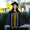 Black/Gold Plain Graduation Stole with Trim Color & Classic End by Wholesale Grad Supply