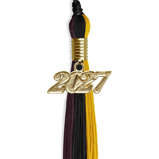 Black/Gold/Maroon Graduation Tassel with Gold Bling Charm by Wholesale Grad Supply