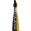 Black/Gold/Maroon Graduation Tassel with Silver Stacked Date Drop by Wholesale Grad Supply