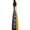 Black/Gold/Maroon Graduation Tassel with Silver Stacked Date Drop by Wholesale Grad Supply
