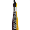 Black/Gold/Maroon Graduation Tassel with Silver Stacked Date Drop by Wholesale Grad Supply