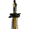 Black/Gold/White Mixed Color Graduation Tassel with Black Bling Charm by Wholesale Grad Supply