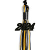 Black/Gold/White Mixed Color Graduation Tassel with Black Bling Charm by Wholesale Grad Supply