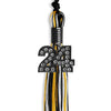 Black/Gold/White Mixed Color Graduation Tassel with Black Bling Charm by Wholesale Grad Supply