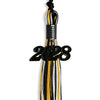 Black/Gold/White Mixed Color Graduation Tassel with Black Bling Charm by Wholesale Grad Supply