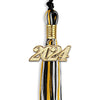 Black/Gold/White Mixed Color Graduation Tassel with Gold Bling Charm by Wholesale Grad Supply