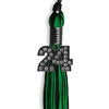 Black/Green Mixed Color Graduation Tassel with Black Bling Charm by Wholesale Grad Supply