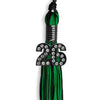 Black/Green Mixed Color Graduation Tassel with Black Bling Charm by Wholesale Grad Supply