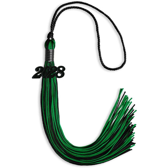Black/Green Mixed Color Graduation Tassel with Black Bling Charm by Wholesale Grad Supply