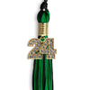 Black/Green Mixed Color Graduation Tassel with Gold Bling Charm by Wholesale Grad Supply