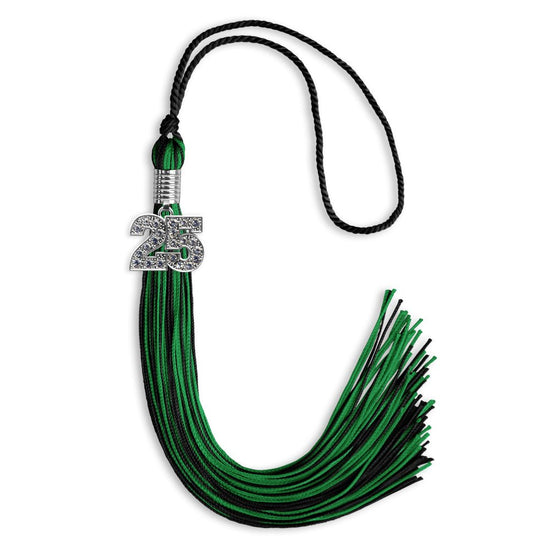 Black/Green Mixed Color Graduation Tassel with Silver Bling Charm by Wholesale Grad Supply