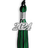 Black/Green Mixed Color Graduation Tassel with Silver Bling Charm by Wholesale Grad Supply